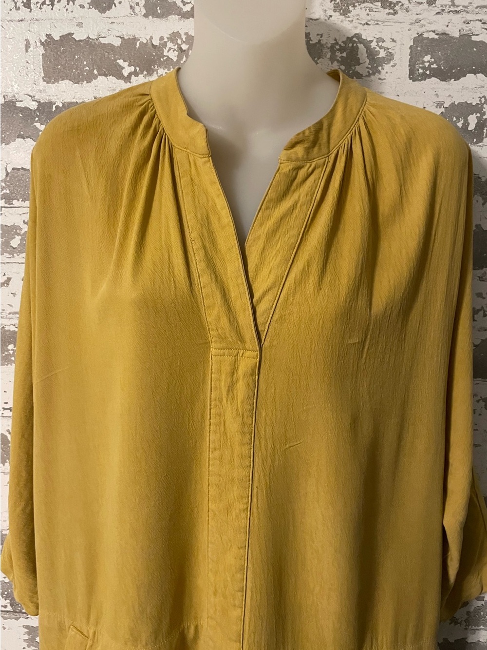 The Odells Cumin Oversized Tunic Dress S Mustard Tencel Rayon Pockets Minimalist - Picture 3 of 9